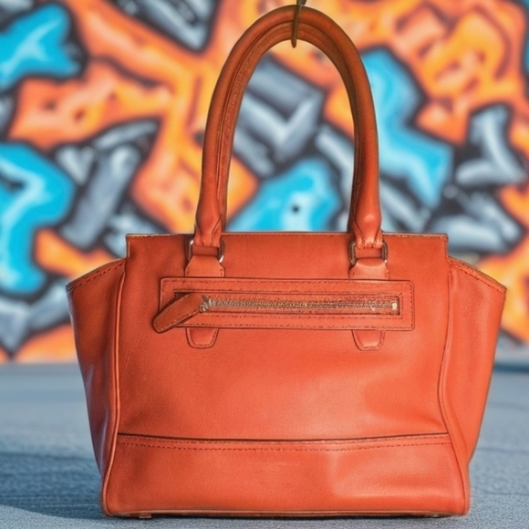 Coach Legacy Red Orange Leather Tote Bag With Tassels. Hand Bag - Picture 3 of 8